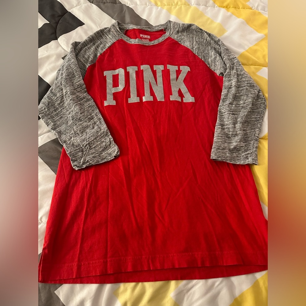 Pink oversized 3/4 sleeve shirt